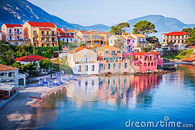 Assos, Greece. Idyllic Kefalonia picturesque village, Greek Islands Stock Photo