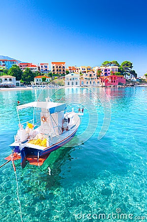 Assos village in Kefalonia Stock Photo