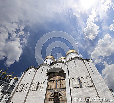 Assumption Cathedral Cathedral of the Dormition, Uspensky sobor. Inside of Moscow Kremlin, Russia day Stock Photo