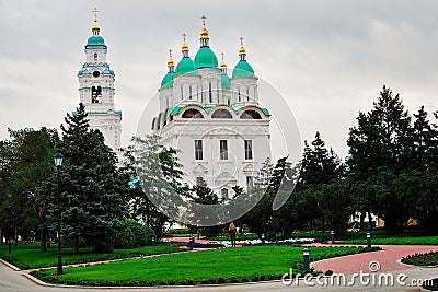 Assumption cathedral. Kremlin in Astrakhan, Russia. Color photo. Editorial Stock Photo