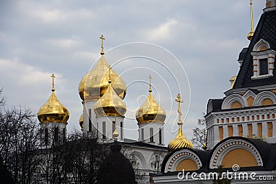 Assumption cathedral. Kremlin in Dmitrov, ancient town in Moscow region. Stock Photo