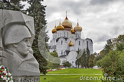 Assumption cathedral and the war memorial in Yaroslavl, Russia. Golden Ring of Russia. Editorial Stock Photo