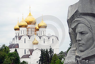 Assumption Cathedral and war monument detail Stock Photo