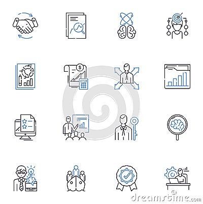 Assumption listing line icons collection. Presumption, Supposition, Inference, Premise, Belief, Hypothesis, Expectation Vector Illustration