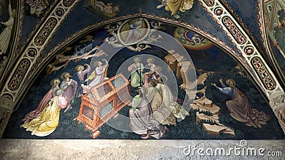 Assumption of the Virgin on the southern wall of the Contrari Chapel in the Fortress of Vignola in Modena, Italy. Editorial Stock Photo