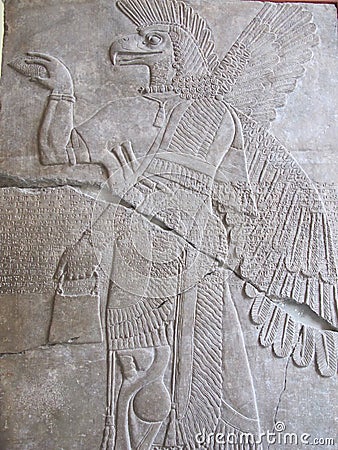 Assyrian Relief with mythological beast Editorial Stock Photo