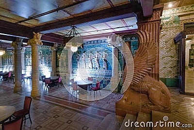 Assyrian Room, restaurant at Rio de Janeiro Municipal Theatre interior - Rio de Janeiro, Brazil Editorial Stock Photo