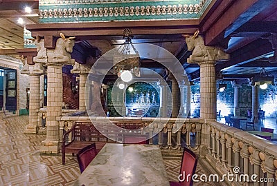 Assyrian Room, restaurant at Rio de Janeiro Municipal Theatre interior - Rio de Janeiro, Brazil Editorial Stock Photo
