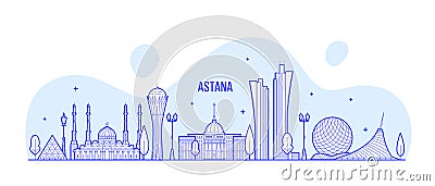 Astana skyline Kazakhstan city buildings a vector Vector Illustration