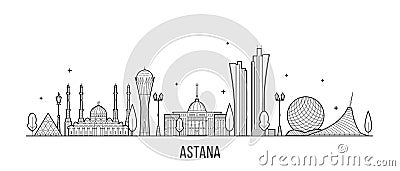 Astana skyline Kazakhstan city vector linear style Vector Illustration