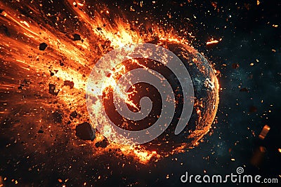 Asteroid collision with earth a 3d rendering depicting a meteor impact event and its effects Stock Photo