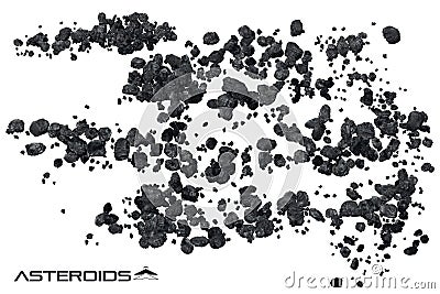 Asteroid field illustration Stock Photo