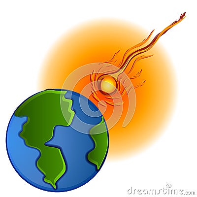 Asteroid Hitting Earth Clipart Cartoon Illustration