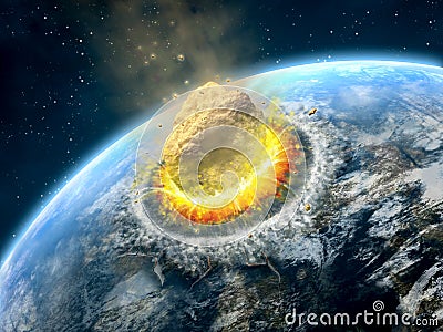 Asteroid impact Cartoon Illustration