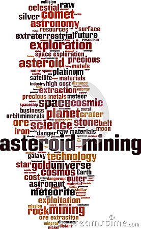 Asteroid mining word cloud Vector Illustration