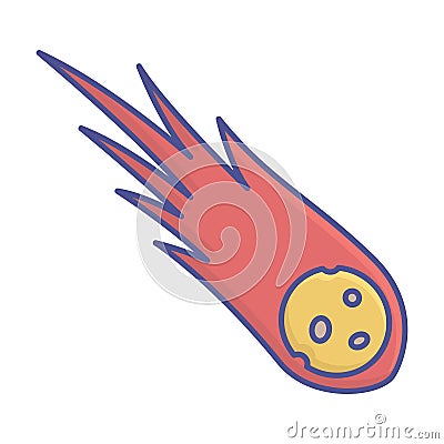 Asteroid outline with color fill inside vector icon which can easily modify or edit Vector Illustration