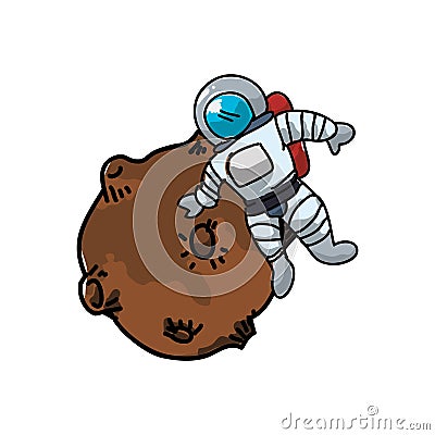 Asteroid space with astronaut Vector Illustration