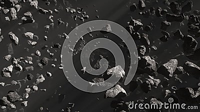 Asteroids Fields in Deep Space Stock Photo