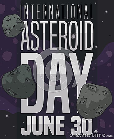 Asteroids Orbiting the Space in the International Asteroid Day, Vector Illustration Vector Illustration