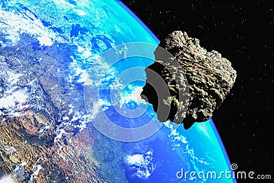 Asteroids on the way to planet earth Stock Photo