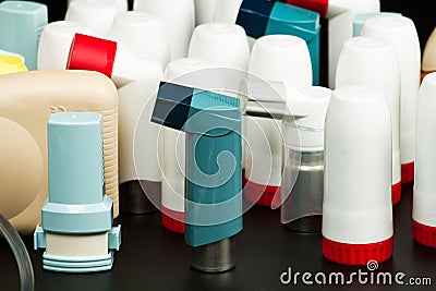 Asthma inhalers Stock Photo