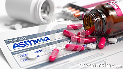 Asthma - Text in Disease Extract. 3D Illustration. Stock Photo