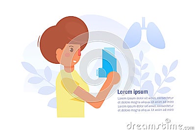 Asthma Vector. Cartoon. Isolated art on white background. Vector Illustration