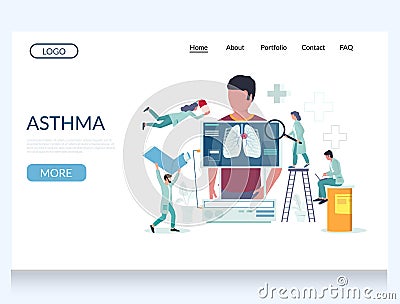 Asthma vector website landing page design template Vector Illustration