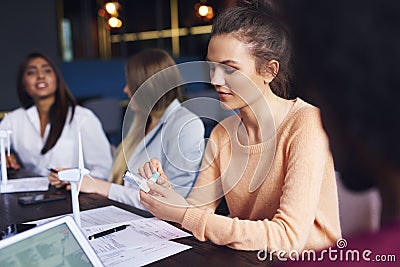 Asthmatic woman using an asthma inhaler during asthma attacks Stock Photo