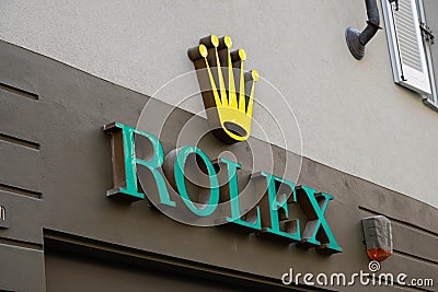 Luxury shop of the prestigious Rolex brand located in the historic center of Asti Editorial Stock Photo