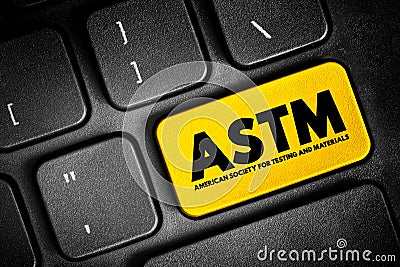 ASTM - American Society for Testing and Materials is an international standards organization, text button on keyboard, concept Stock Photo