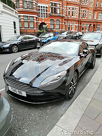 Aston Martin black London harrods Editorial Stock Photo