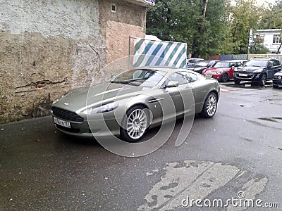 Aston Martin DB9 in the Moscow courtyard Editorial Stock Photo