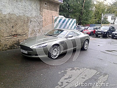 Aston Martin DB9 in the Moscow courtyard Editorial Stock Photo