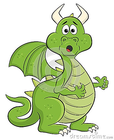 Astonished cartoon dragon Vector Illustration