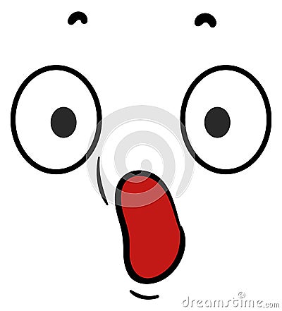 Astonished cartoon emoji. Anguished face comic expression Vector Illustration