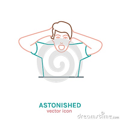 Astonished teenager icon Vector Illustration