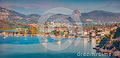 Astonishing summer cityscape of Vivari port. Stock Photo