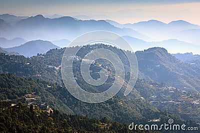 Astonishing view from Mussoorie mall road Stock Photo