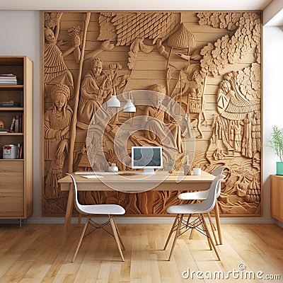 Astonishing Wallpaper Tales in Timber Stock Photo