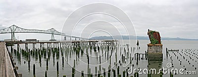 Astoria Steel Monster with Megler Bridge Stock Photo