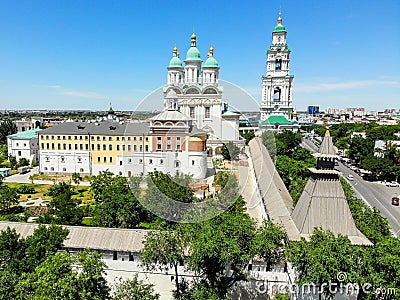 Astrakhan. Astrakhan Kremlin Fortress. Assumption Cathedral and the bell tower of the Astrakhan Kremlin Stock Photo