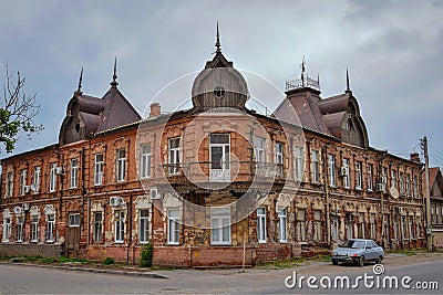 Small soviet building in Astrakhan old town Stock Photo