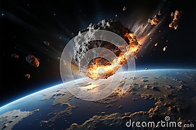 Astral drama unfolds as Earth encounters a wandering space asteroid Stock Photo