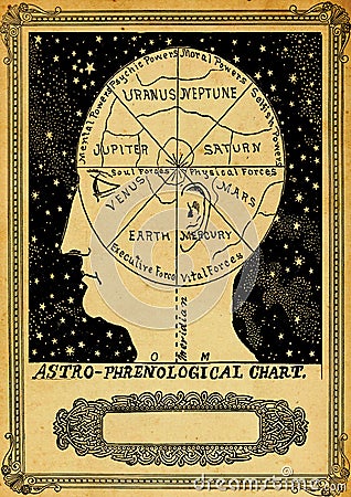 Astro phrenological chart Cartoon Illustration