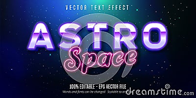 Astro space text, neon style editable text effect Vector Illustration