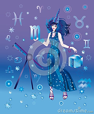 Astrologer with sign of zodiac of Scorpio Stock Photo