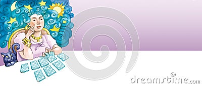 Astrologer and tarot banner Stock Photo