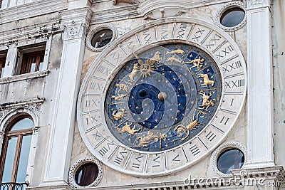 Astrological Clock Tower details. St. Marks Square, Venice, Italy Stock Photo