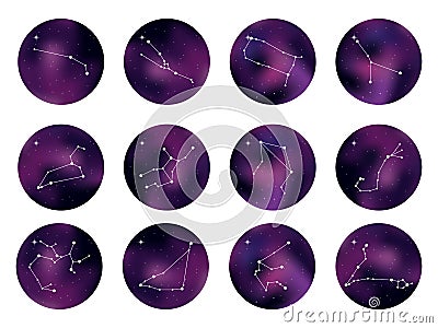 Astrological constellation of the zodiac signs Vector Illustration